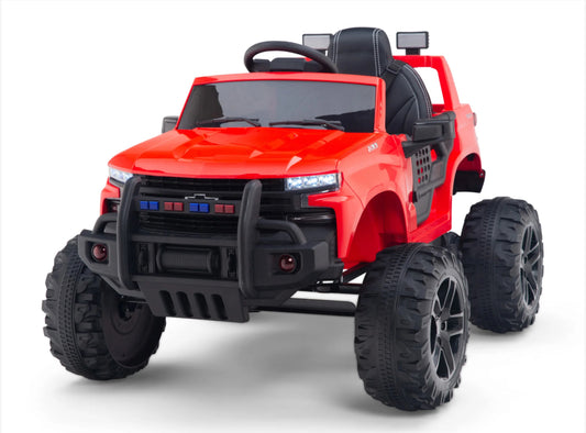 2025 Licensed Lifted 24V Chevrolet Silverado Ride On Truck | Upgraded | Leather Seat | 1 Seater | Rubber Tires | Remote